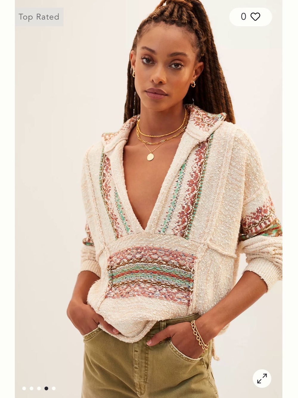 Women’s Pilcro by anthropology coastal pullover size XS in cream multi-colored - Picture 3 of 12